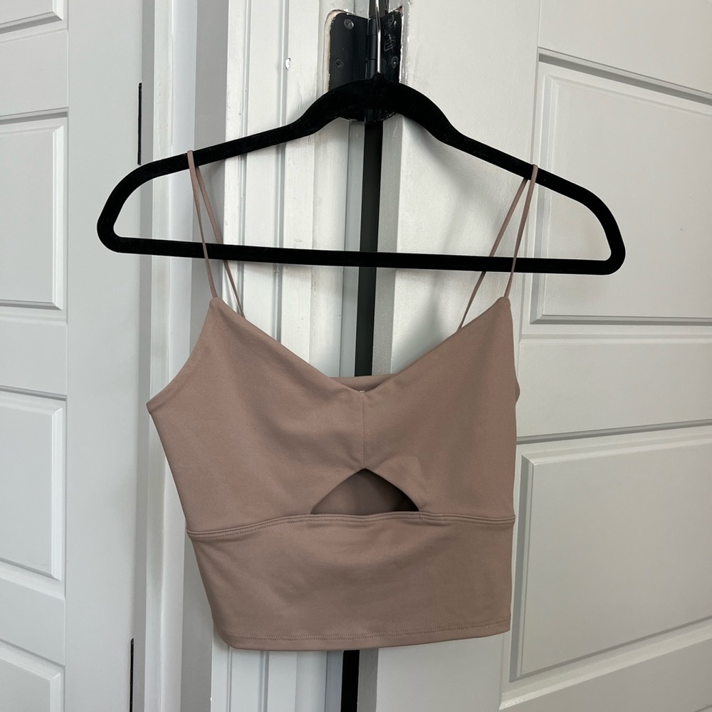 Abercrombie & Fitch Seamless Cutout Cami Crop Top in Taupe